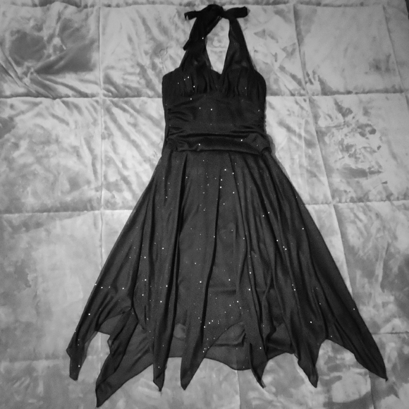 Speechless black sparkly halter midi dress L - Picture 1 of 4